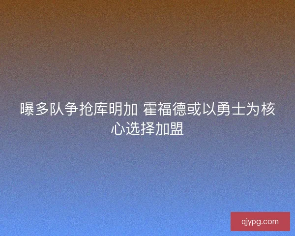 曝多队争抢库明加 霍福德或以勇士为核心选择加盟